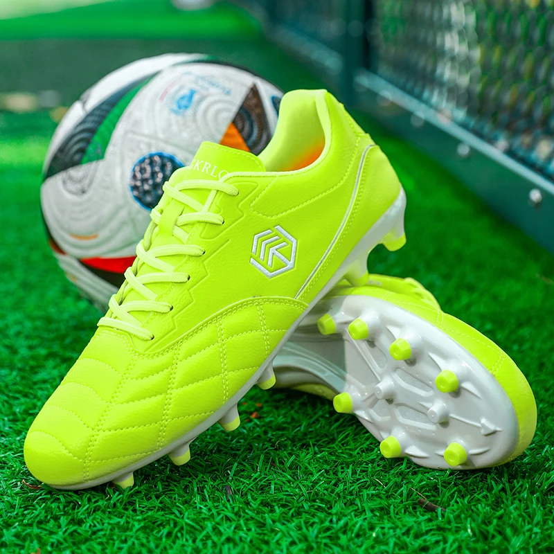 

Мужские кожаные футбольные бутсы с длинными шипами для молодежи и мальчиков, спортивные кроссовки для тренировок по футзалу на траве