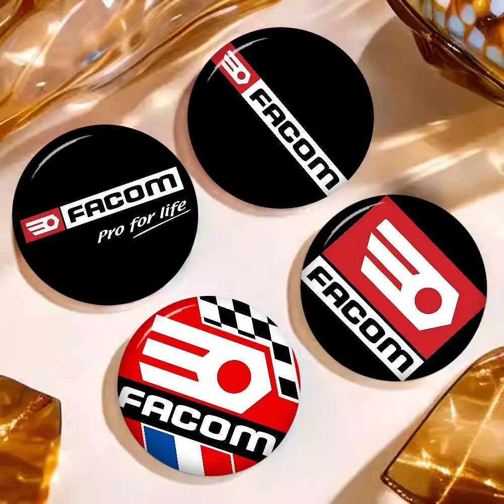 F-FACOM Logo Round Button Pins Slogan Creative Brooches Backpack Clothes Decoration Fashion Cartoon Jewelry Gifts