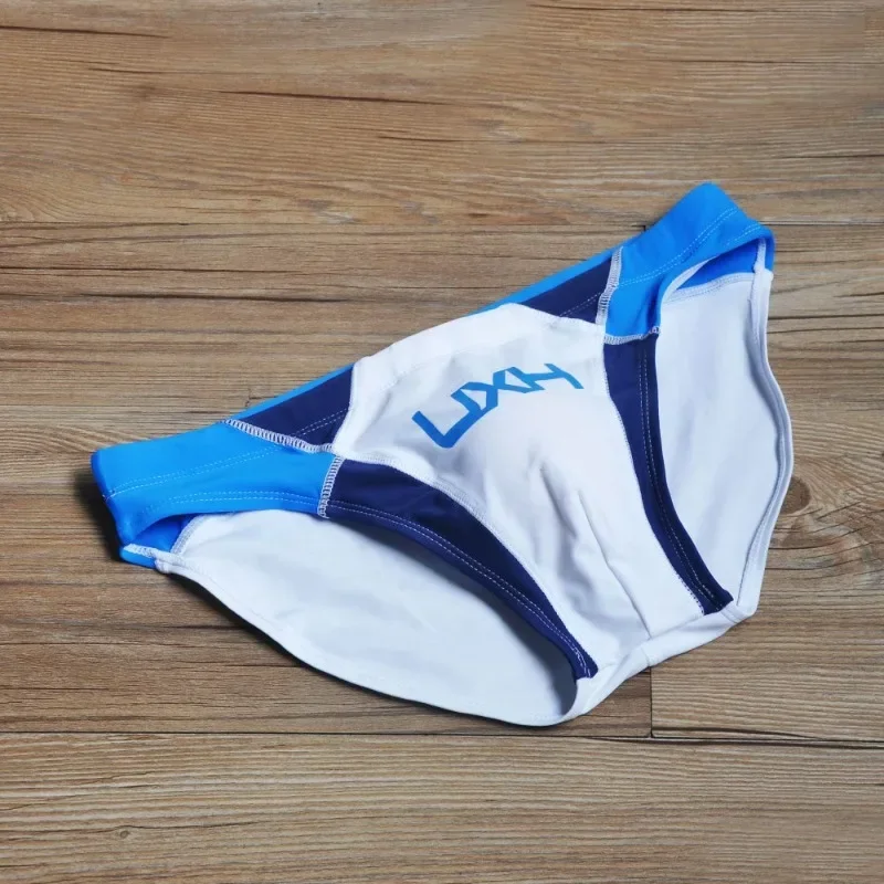 Classic 2025 men's fashion stitching briefs Japanese show beach swimming trunks close-fitting briefs UXH026