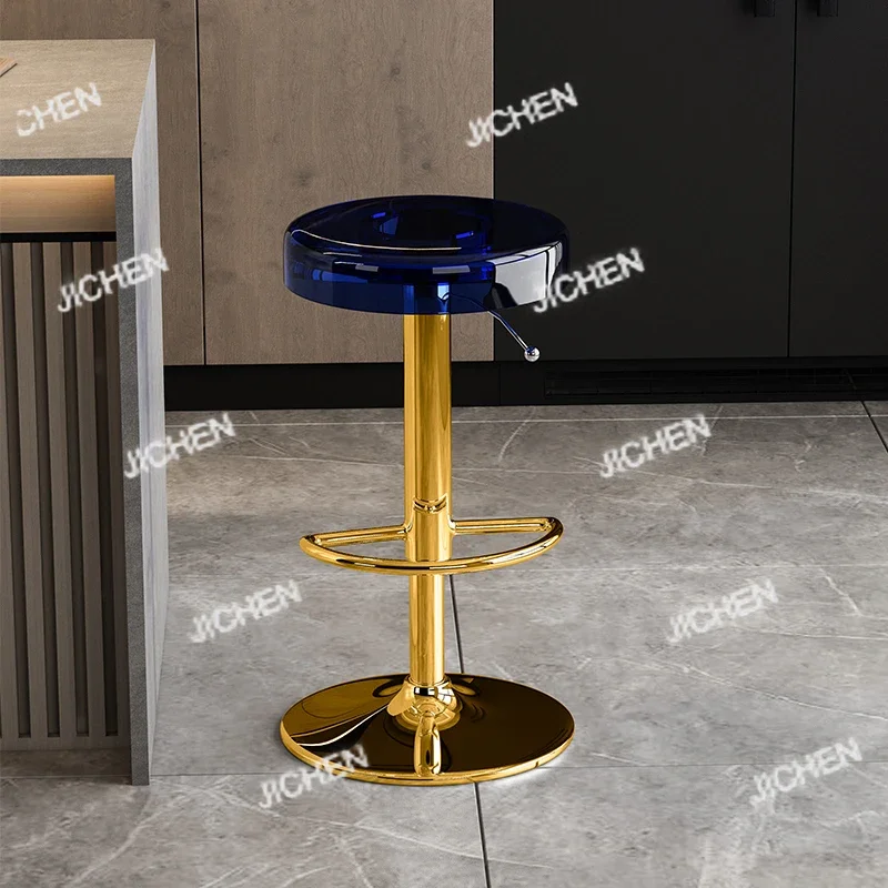 

HG Adjustable Height Kitchen Bar Stools Clear Silver Leg Design Transparent Dinning Bar Chair Living Room Modern Banqueta Furnit