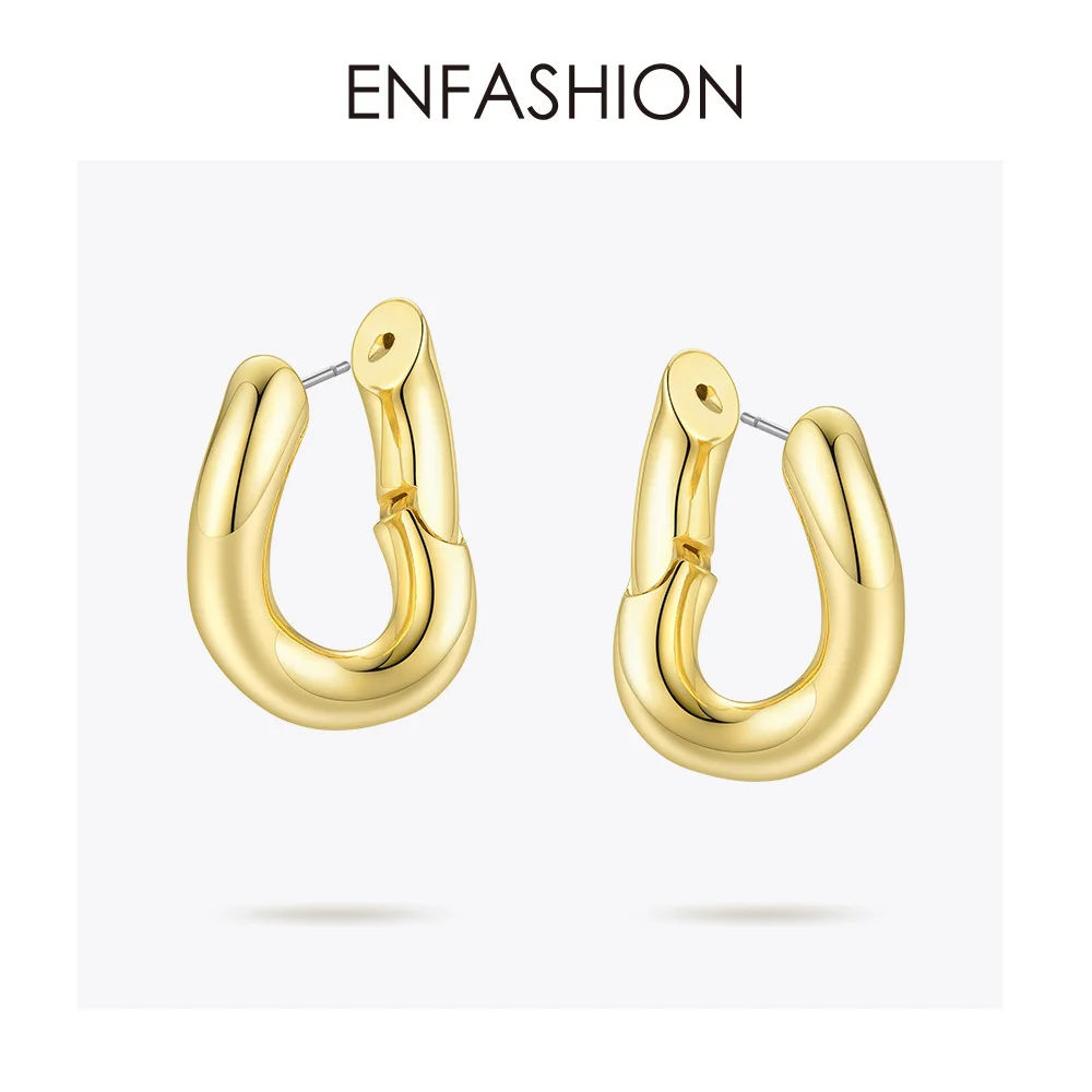 ENFASHION Punk Link Chain Hoop Earrings For Women Gold Color Small Circle Hoops Earings Fashion Jewelry Aros De Moda 2020 EC1044