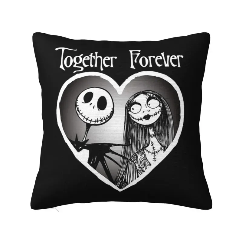 Halloween Skull Jack Sally Throw Pillow Case Home Decoration Nightmare Before Christmas Movie Cushion Cover Square Pillowcase