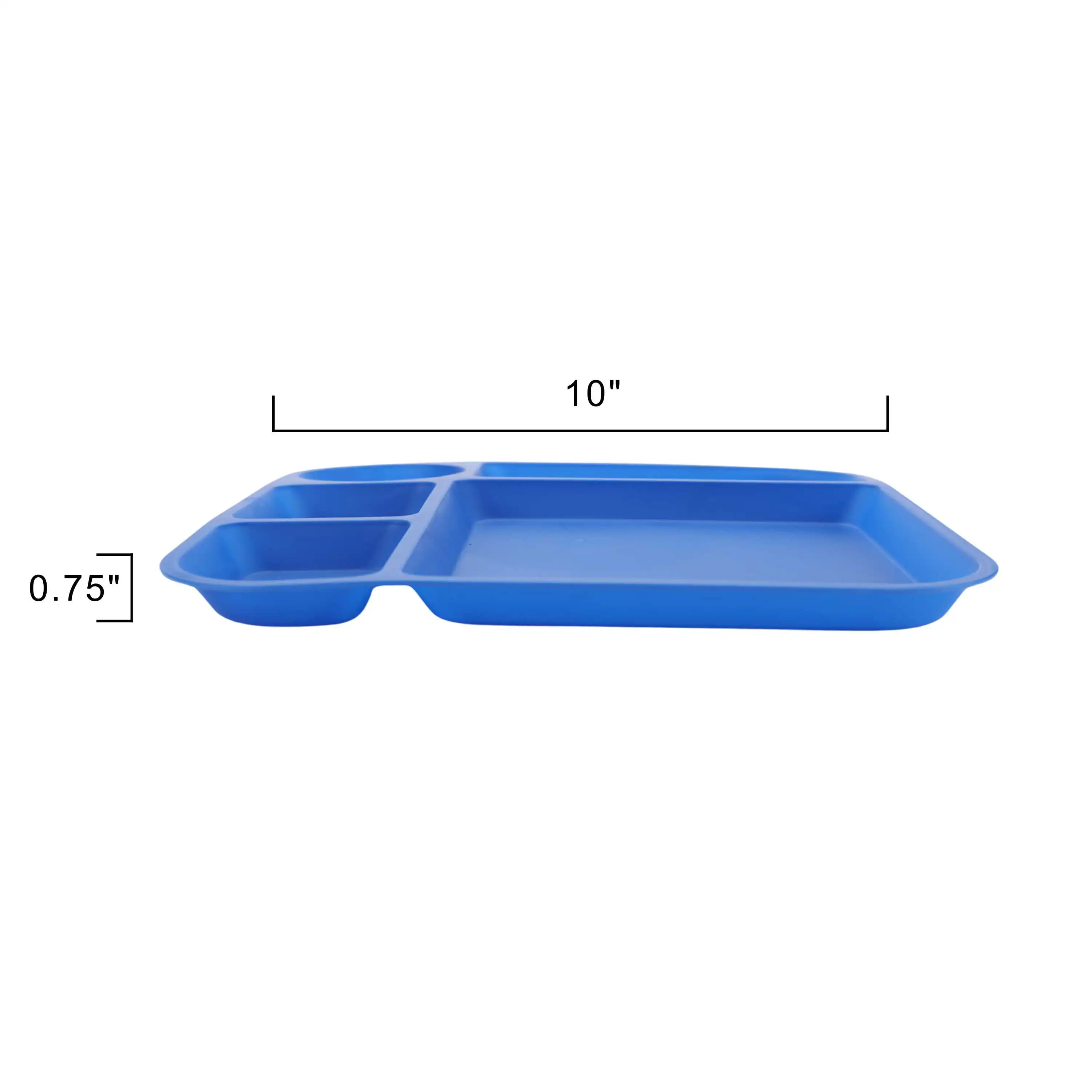 24-Piece Plastic Square Dinnerware Set for Kids with 4 Each Trays, Bowls, Plates, Cups, Forks, Microwave Safe