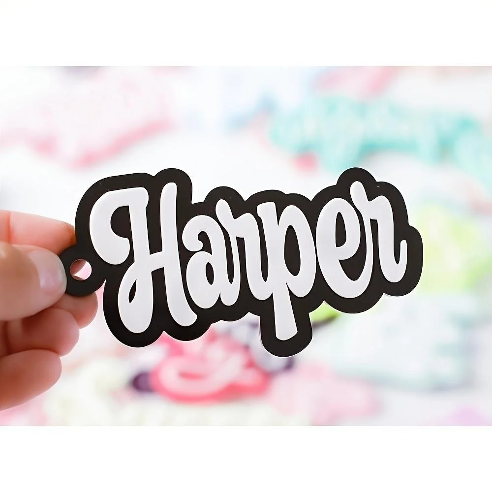 Custom Double Layer Name Keychain,Personalized 3D Rounded Bold Letter Key Fob,Custom Backpack Bag Charm,Custom Name Gift view 6