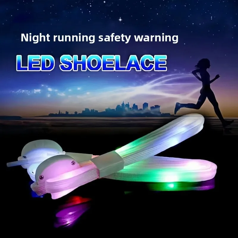 Cadarços de sapato brilhantes de led, tiras de nylon de alto brilho, cadarços leves multicoloridos, corrida noturna, festival, rave, performance de palco