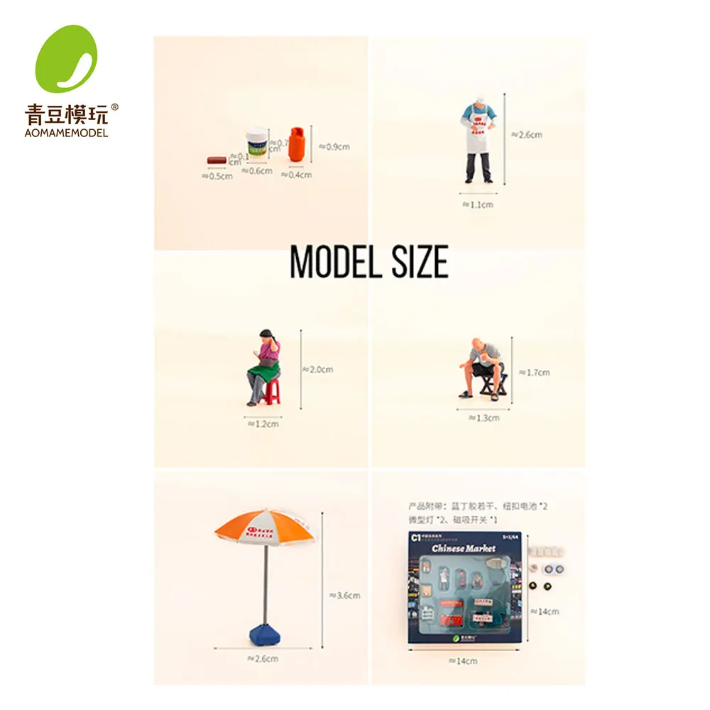 1/64 Night market s Model Kit-High Precision 3D Printed Resin Miniature Food Stall for Model Diorama Model DIY Scene Collectible view 4