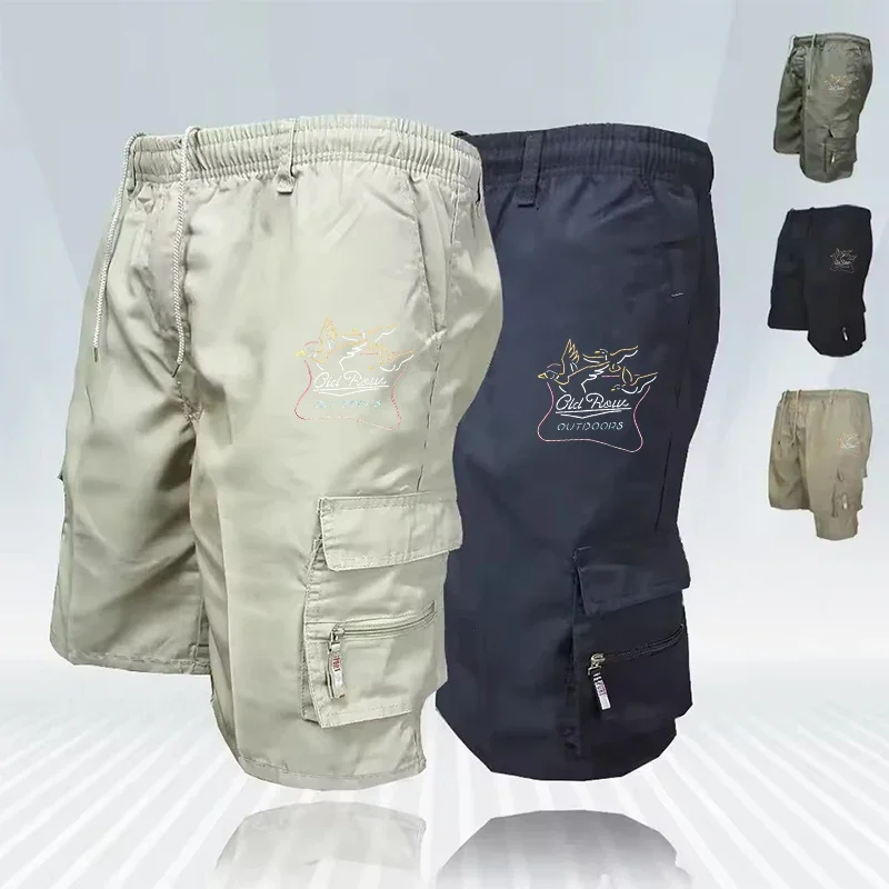 Ropa de calle para hombre, pantalones cortos Cargo con estampado de camuflaje y múltiples bolsillos, pantalones cortos de tela de estilo utilitario informal para verano y exteriores, aspecto de moda