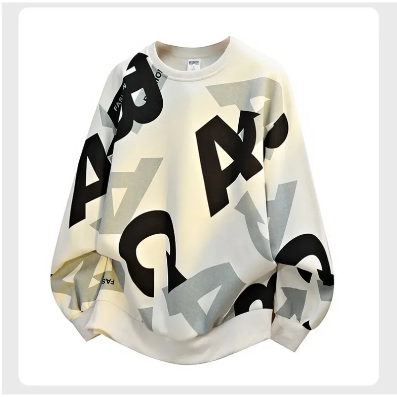 

Spring and Autumn Outdoor Running Fitness Trendy Printed Versatile Sweatshirt Fashion Trendy Men's Versatile Round Neck Hoodie