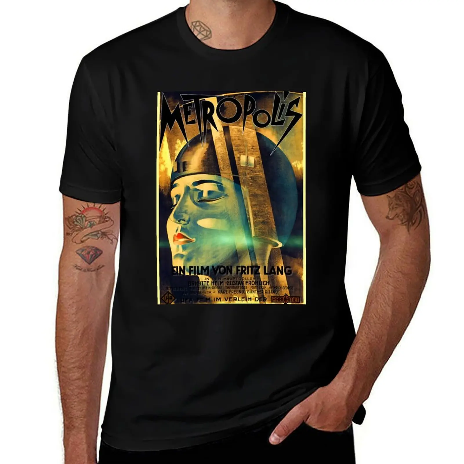 

Fritz Lang's Metropolis Movie Poster 1927 T-Shirt man t shirt summer man t shirts cotton g man t shirts for men T-Shirt