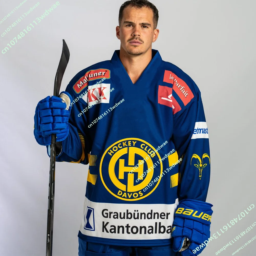 Nouveau Maillot de Hockey Suisse 2026 pour Hommes HC Davos, Impression 3D, Manches Longues, Sport Dé