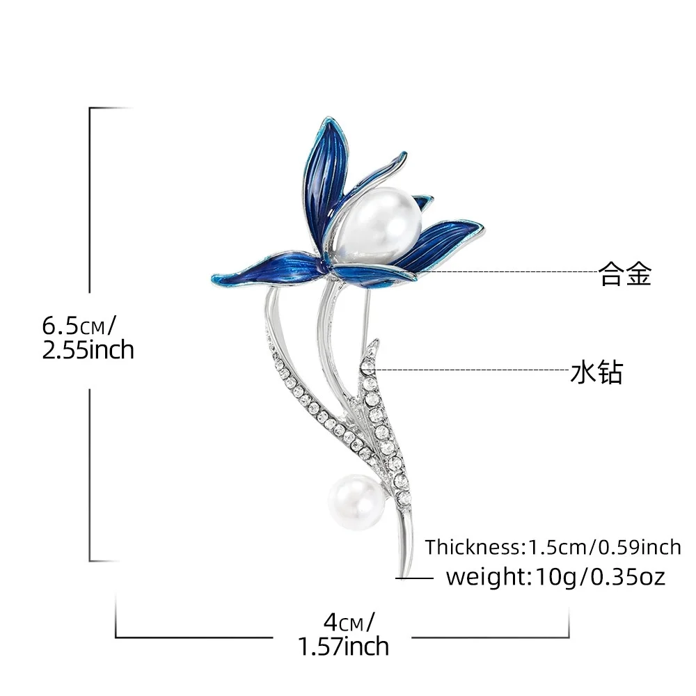 Retro Blue Lotus Pin Luxury Women's Small High-End Sensation Lotus Pin New Model Exquisite Chinese Style Chest Flower Accessory