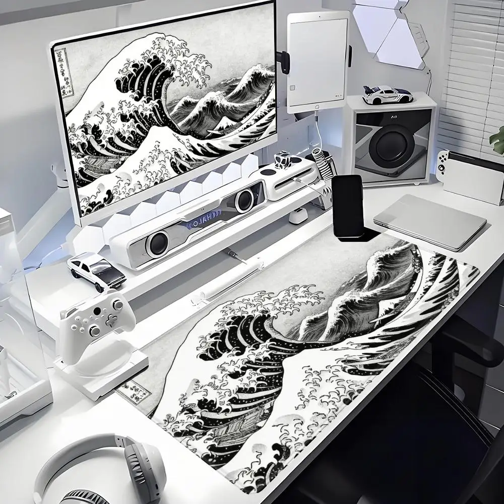 

Большой коврик для мыши HYBXAXC «Великая волна» (Япония), минималистичный белый коврик для ПК и игровых столов