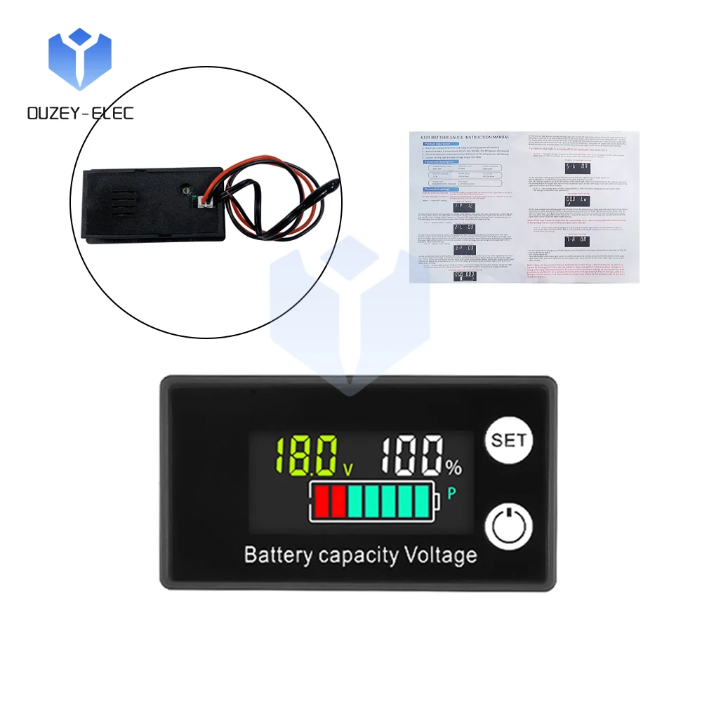 DC 8~100V Lithium Battery Electricity Indicator LED Digital Display High Precision Voltmeter Real Time Voltage Monitoring