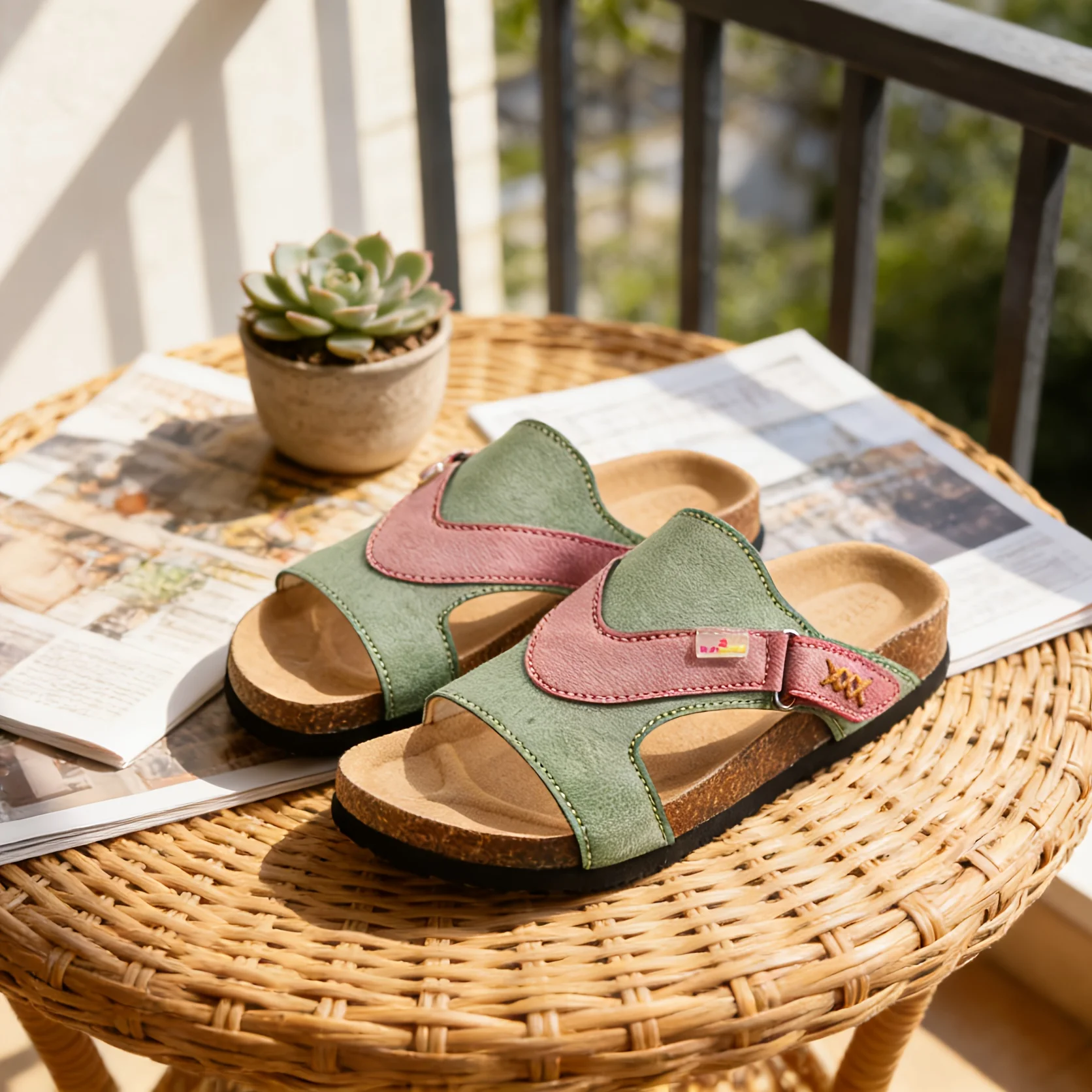 TMA EYES Sommer Patchwork Home-Style Weiche Sohle Bequeme Lässige Damen-Slipper mit Dicker Sohle – Detail 1