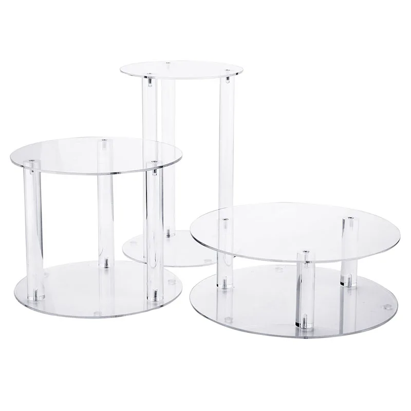 

3 Tier Acrylic Round Wedding Cake Stand Clear Birthday Cupcake Holder Dessert Display Platter