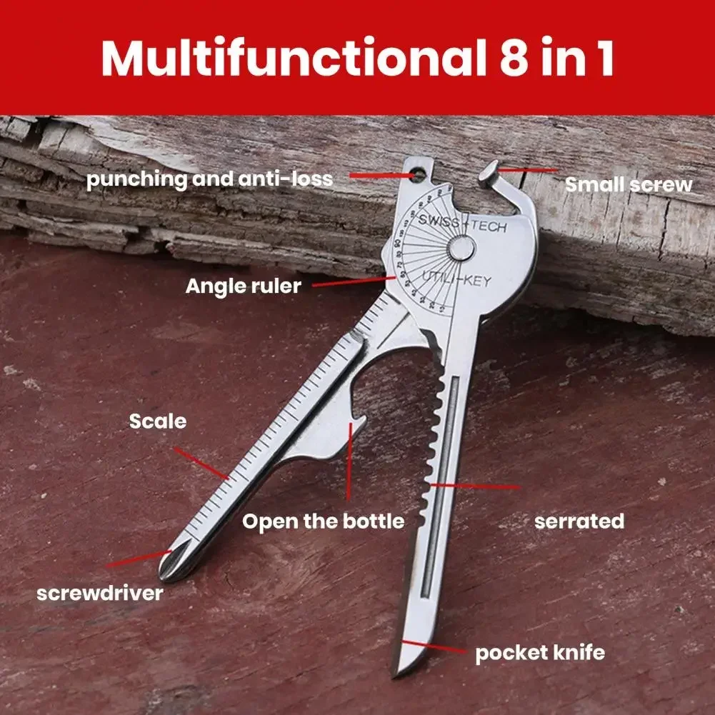 Utili Key Shape Mini Multi Tool Multipurpose Opener Screwdriver Ring Keychain Pocket Survive Edc Gear Utility Pocket Kit Outdoor