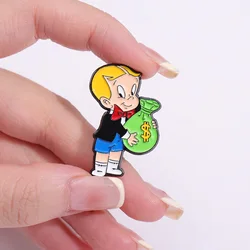 Cartoon Brooch Boy Money Bag Shape Metal Badge Accessories Gift Wholesale Badges on Backpack Brooches Anime Pins for Caps Lapel