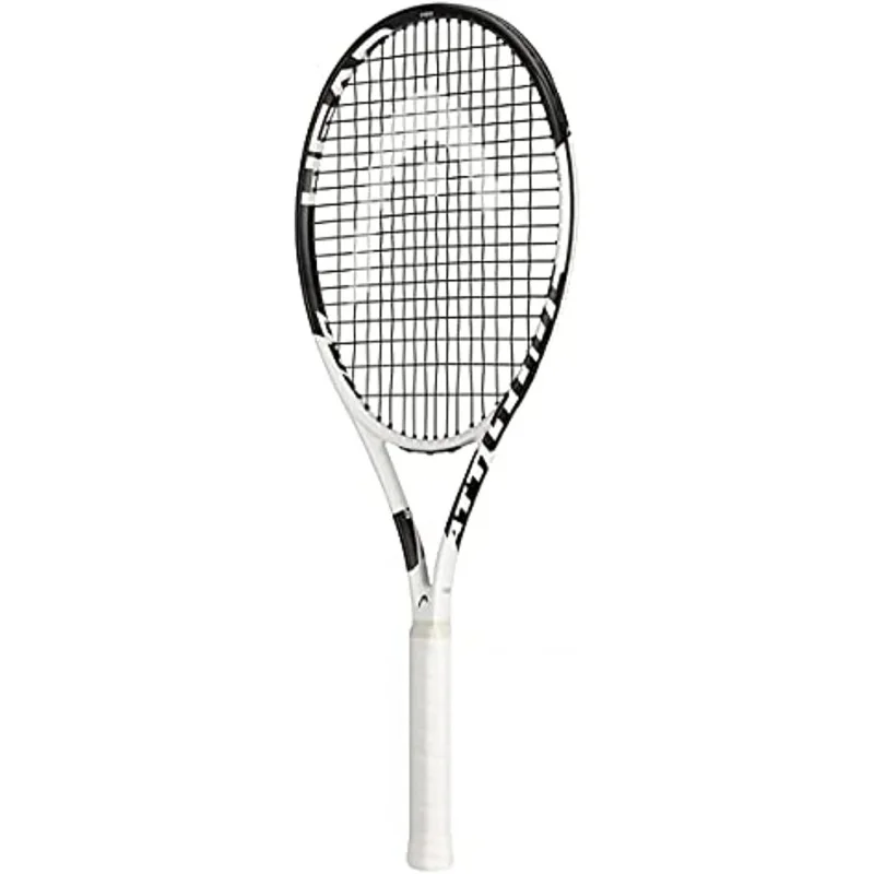 AQMetallix Attitude Pro White Tennis Racket - Pre-Strung Adult Tennis Racquet for Control and Maneuverability