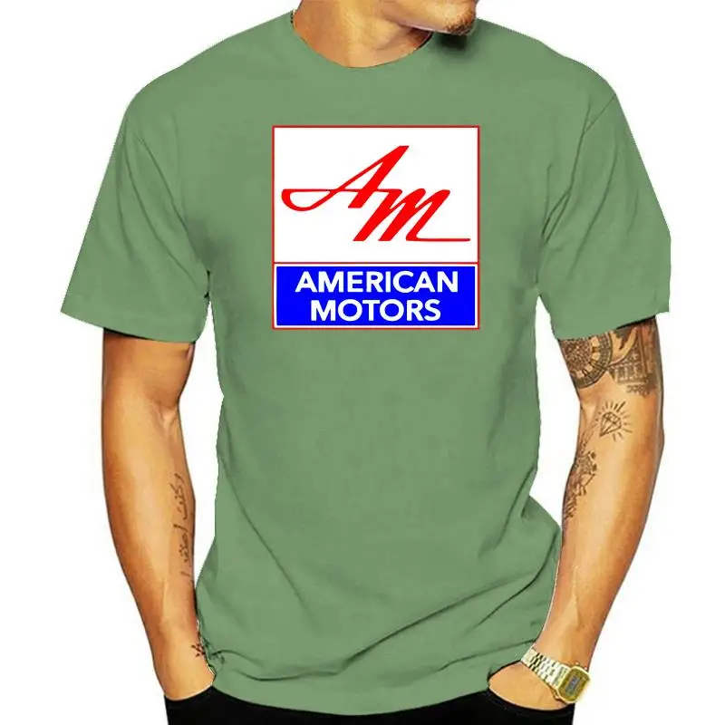 Black American Motors AMC Logo Car T-Shirt Mens Round Neck Short Sleeves Casual T-shirt