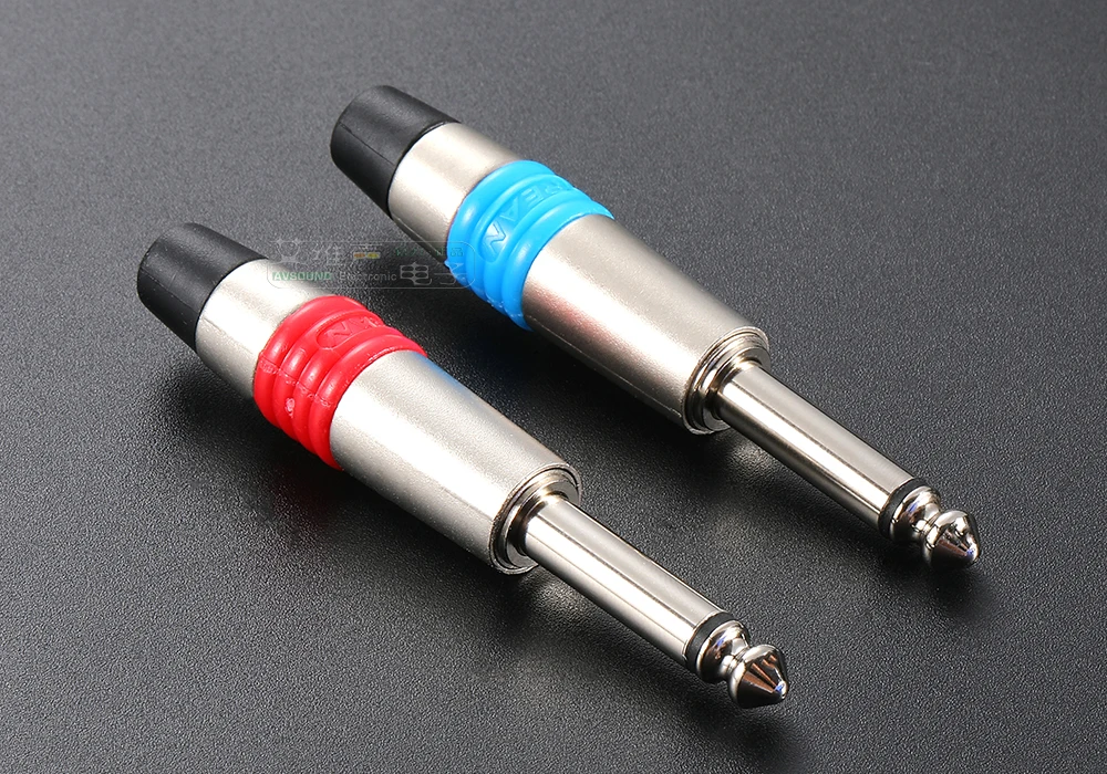 REAN 6,35mm TRS Stereo 3-Polig Vergoldeter 1/4'' TS Mono 2-Polig Stecker 6,5 Gerader Stecker für Instrumente, Gitarre, Bass, Mikrofon – Detail 7
