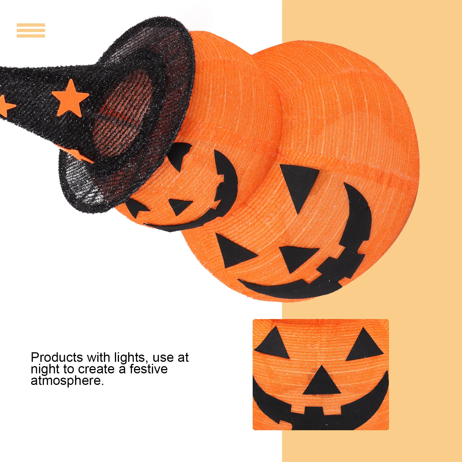 1Pcs Cloth Lantern Halloween Pumpkin Decorative Light Adorn Foldable Party Prop Cloth Lantern Halloween Light Adorn