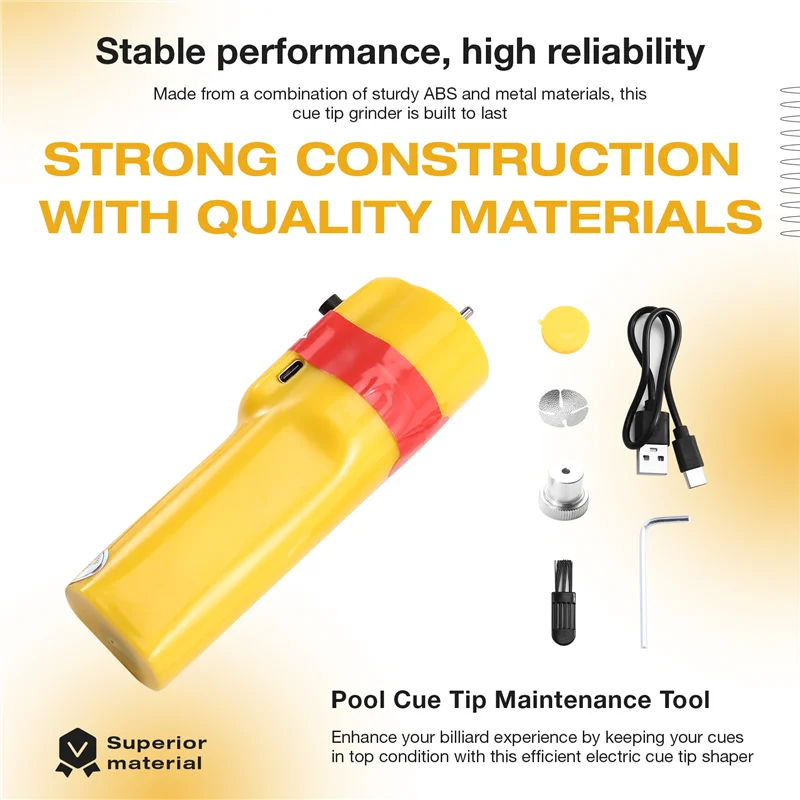 B48B-Billiard Pool Cue Tip Shaper Shaping Tool Electric Portable Grinding Tool For Small Tips- Cue Tip Sander Rounder Included