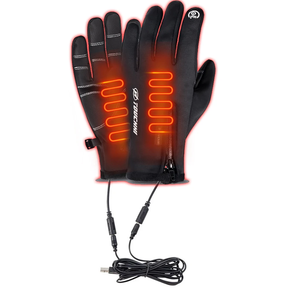 

USB Touch Screen Gloves Heated Motorcycle Gloves Heating Thermal Gloves for Cycling Running Driving Hiking Walking for Women Men