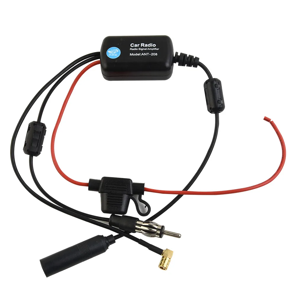 

01 Car Stereo Aerial DAB AM FM Radio Car Antenna Splitter Signal AMP Booster Radio Active Antenna Aerial Splitter Adapter Cable