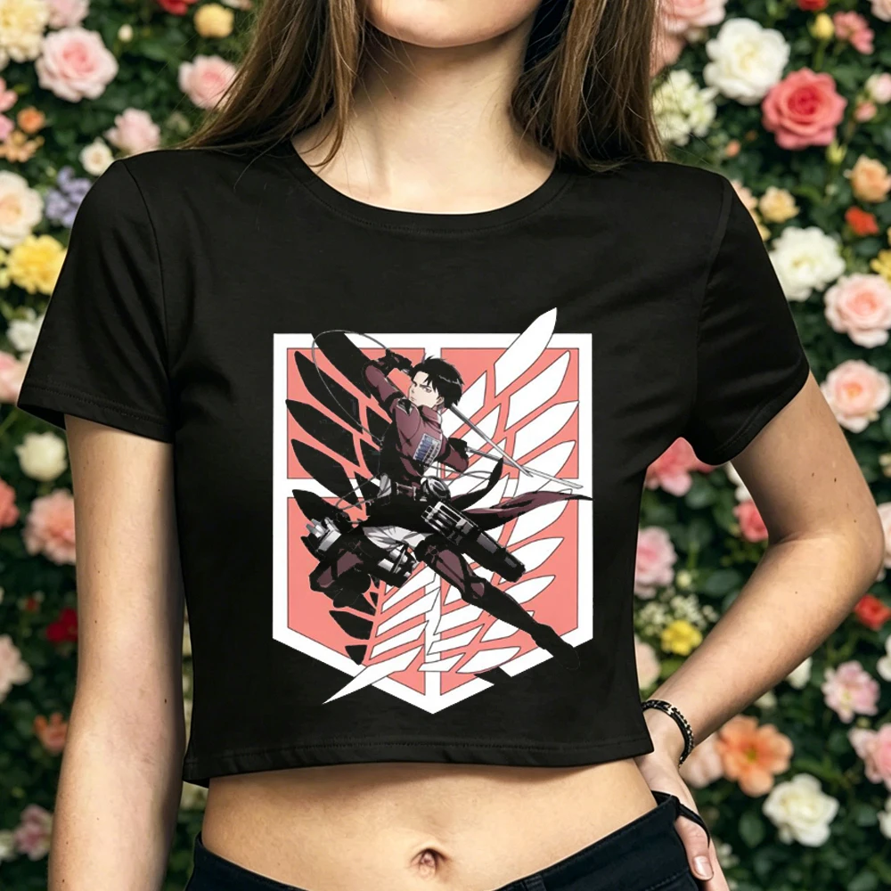 Attack on Titan crop top women emo meme 2000s party clearance sales t shirt 2000s grunge scene  gyaru cute