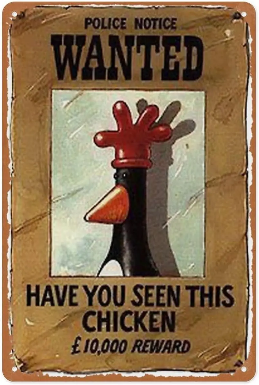 v1, Plaque Métallique - Affiche des Pingouins Wallace et Gromit en aluminium