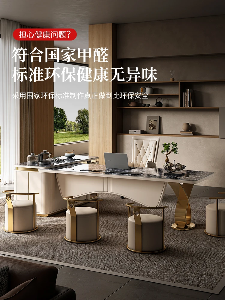 Light luxury rock tea table Modern living room tea table kettle integrated office tea table and chair