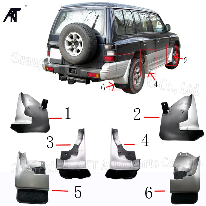 Mud Flap For Mitsubishi Pajero II 1998-2004  V33 Front Rear Molded Car Mud Flaps Mudflaps Splash Guards Mudguards Fender