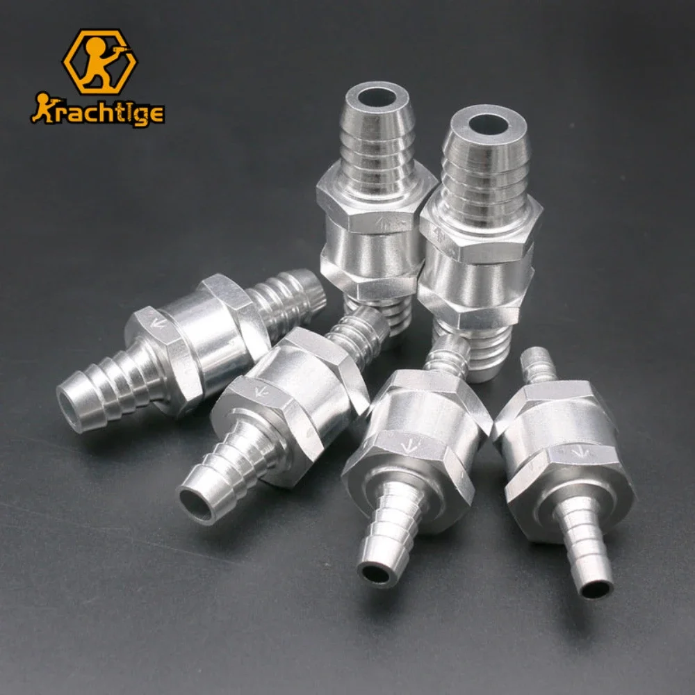 Krachtige Aluminum Alloy Check Valve 4mm 6mm 8mm 10mm 12mm 14mm 16mm Gasoline Diesel Fuel Pipe Check Valve