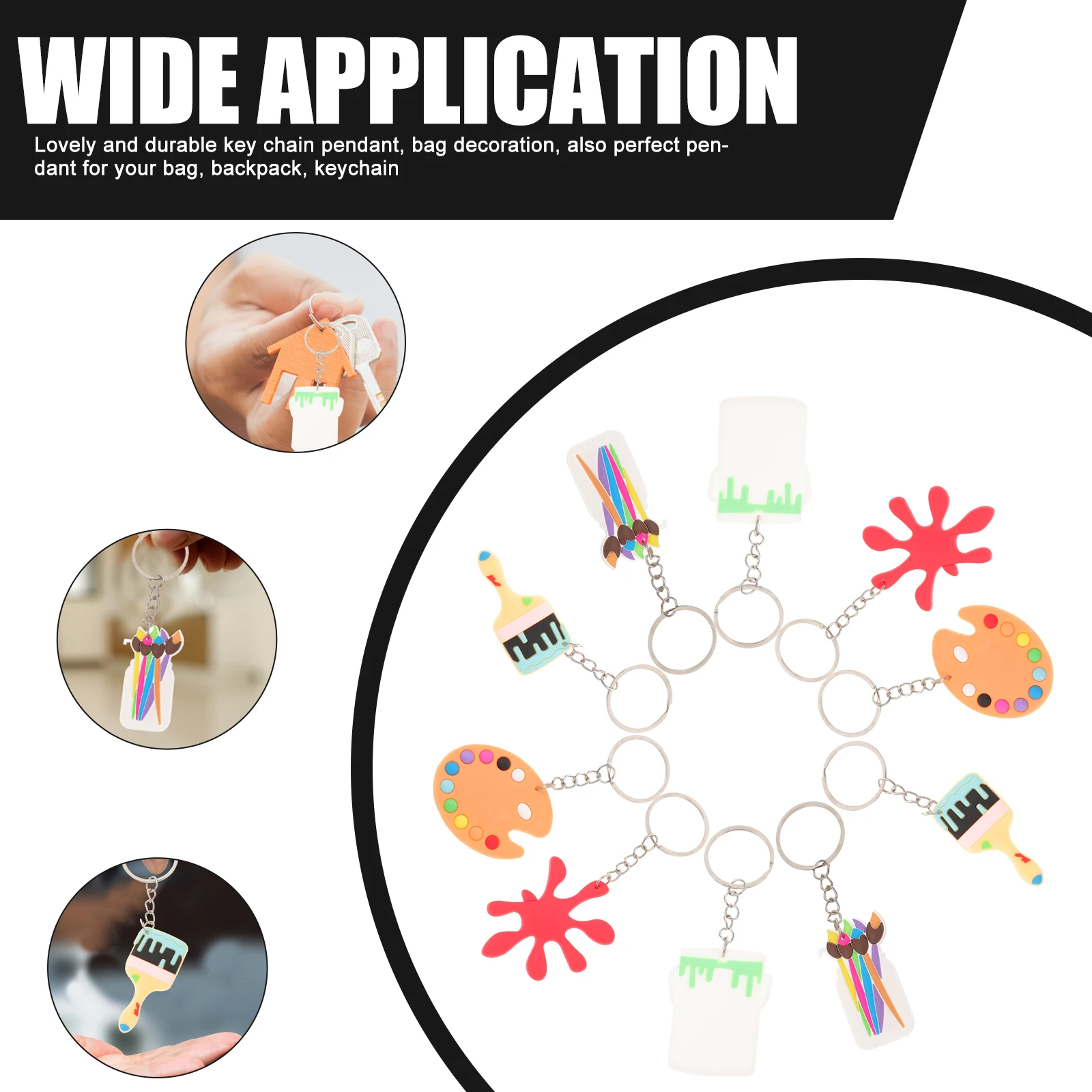 

10Pcs Artist Keychain Pendants Palettes Series Cute Silicone Key Chain Decoration Cartoon Painting Brush Ornament Gift