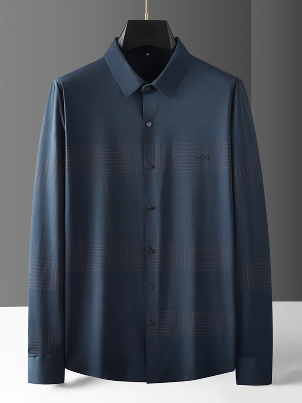 

Мужская повседневная рубашка с длинным рукавом, очень большого размера, высокоэластичная, гладкая, больших размеров, для делового повседневного стиля, не требует глажки, модная.