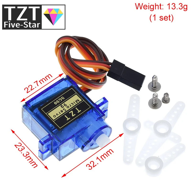 TZT  Official Smart Electronics Rc Mini Micro 9g 1.6KG Servo SG90 for RC 250 450 Helicopter Airplane Car Boat For Arduino DIY