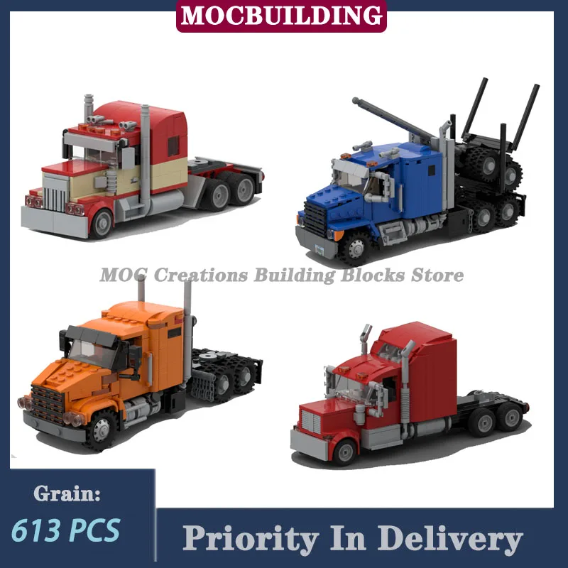 Urban Logging Truck HT-5000 Cargo Transport Vehicle HT-5300 Model Building Block MOC Semi-trailer Truck W900 Collection Toy Gift