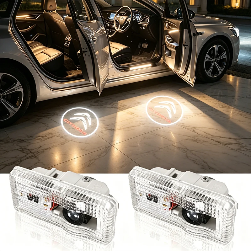 2pcs HD Led Welcome Light Car Door Projector Lamps Car Goods for Citroen C3 1 C4 C5 C6 2CV VTS Picasso Cross Cactus RD3 C4L DS3