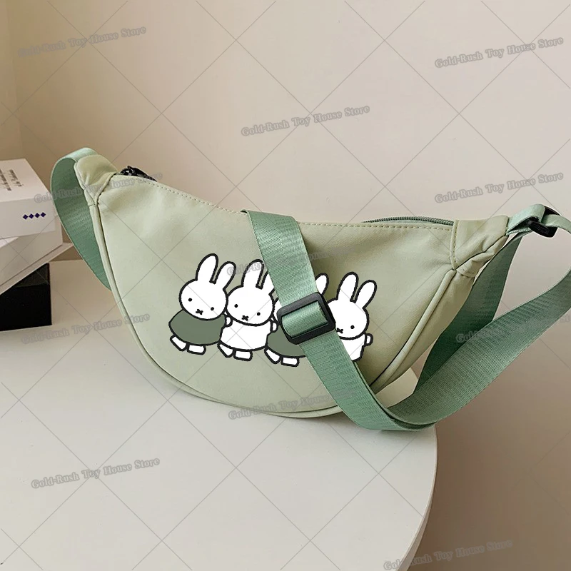Kawaii Miffys Crossbody Crescent Bag Cute Rabbit Sling Shoulder Bag Underarm Phone Pouch Cartoon Bunny Daily Travel Fanny Packs view 2