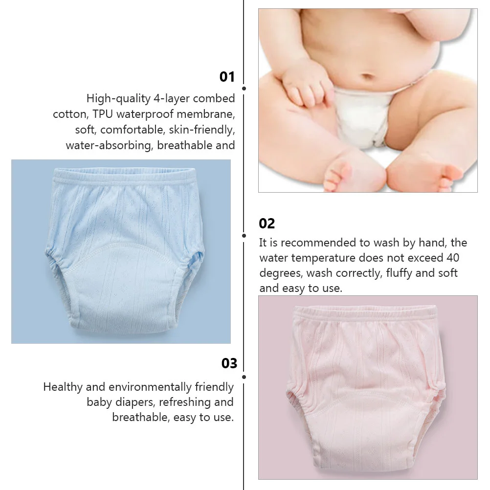 3 Pcs Baby Diapers Assorted Training Pants Nappy Toddler Underpants Elastic Waist Soft Comfortable Skin Friendly