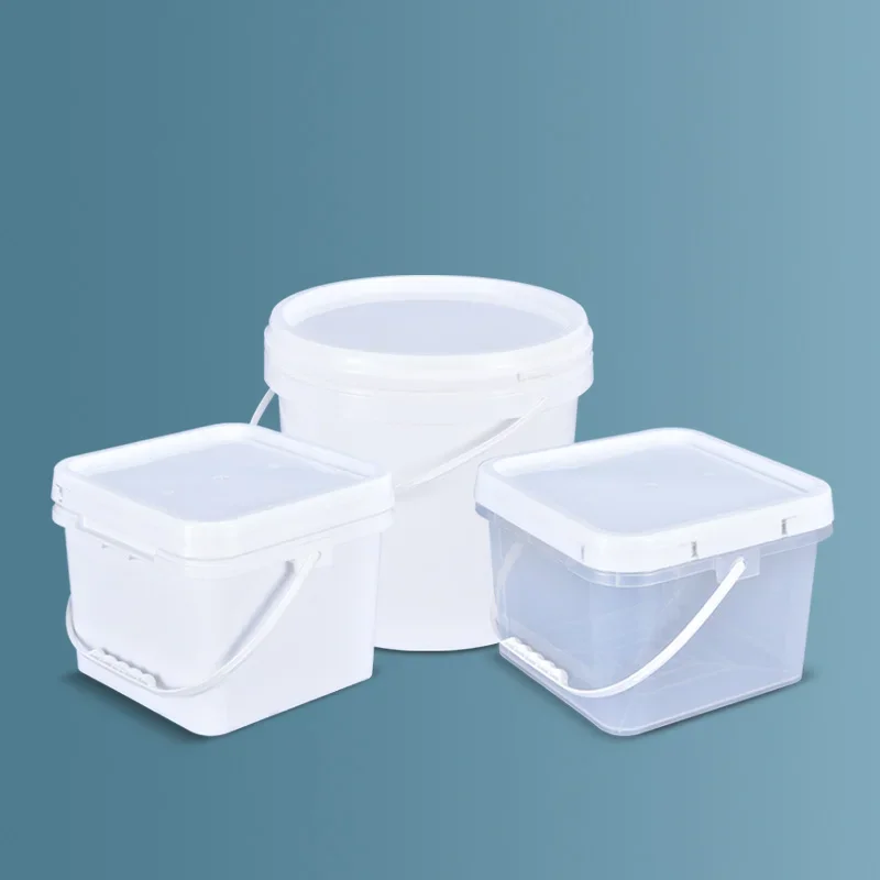 High quality plastic bucket with Lid and handle Food Grade Polypropylene Material Packaging container Food Liquid Pail 2Pcs