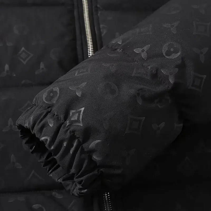 Herren 2025, Winter-Daunenjacke, mit Kapuze, mit Baumwolle gefütterter Mantel, dicker, winddichter Parka, Street-Style-Bomberjacke, Herren-Skijacke