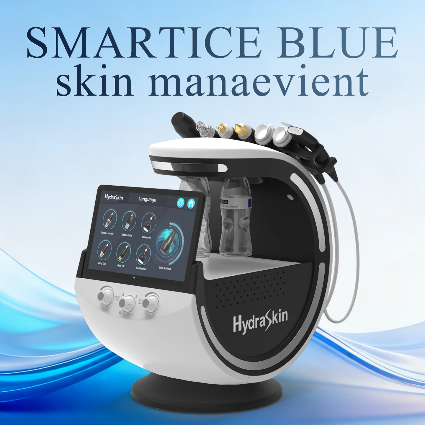 

﻿ Портативный аппарат для гидропилинга 7 в 1 Hydra Beauty Facial Smart Ice Blue с H2O2, гидродермабразией и аква-пилингом