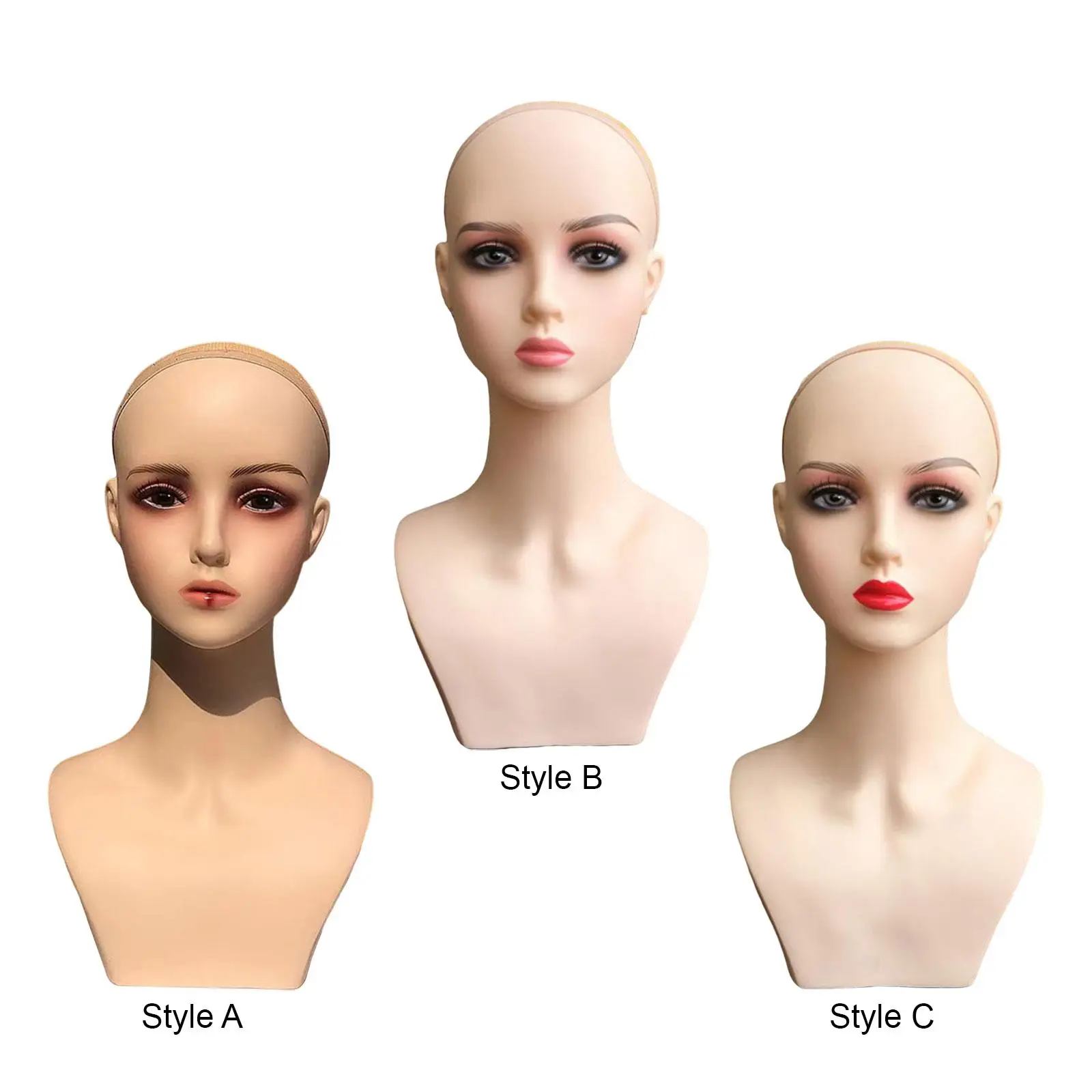 Female Wig Head Mannequin with Shoulder Stable Professional with Makeup Manikin Wig Head Wig Display Stand for Scarf Glasses