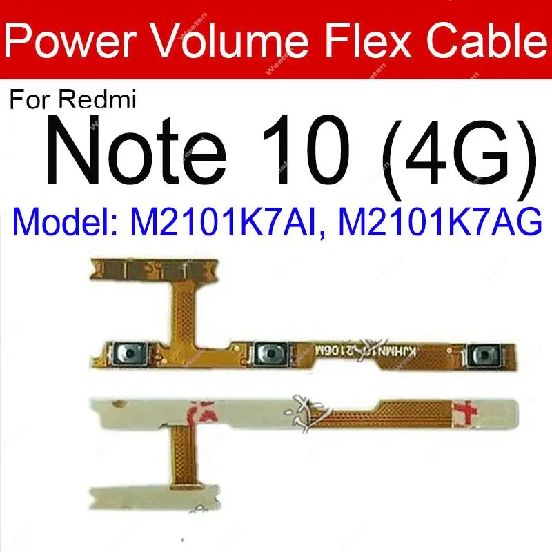 Botón de alimentación y volumen Cable flexible para Xiaomi Redmi Note 9 9S Pro Audio Control & Power Flex Ribbon Cable piezas de repuesto de