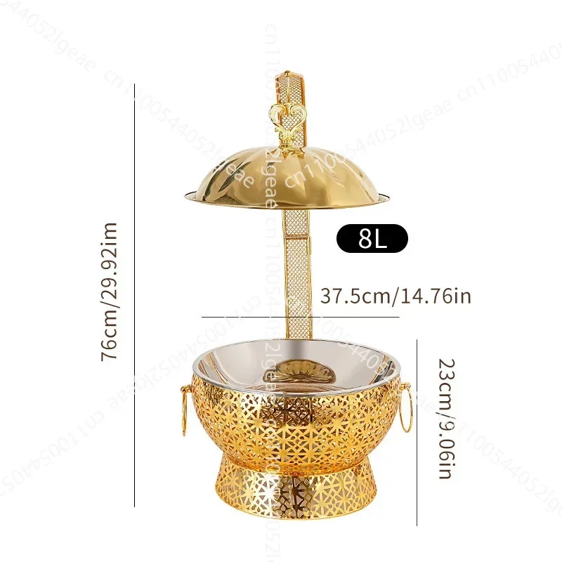 Gold Stainless Steel Hanging Chafing Dish Alcohol Burner European Luxury Food Warmer Rear Hook Bracket Restaurant Buffet