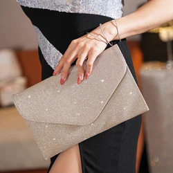 1 PC Elegant Glitter  Clutch Purses Evening Bag for Women Party Prom Sparkleing Handbag Shoulder Bag With Detachable Chain For B