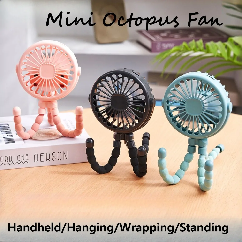 Mini Octopus Fan Cart Fan Handheld USB Charging Bladeless Small Folding Fan Mini Silent Table Outdoor Cooler
