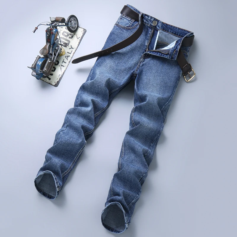 Classic Blue Jeans Men's Business Office Simplicity Design2024New Loose Straight Stretch Men's Long Pants