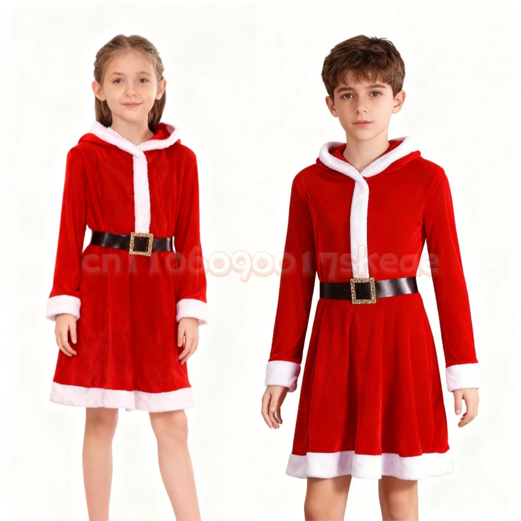 

Christmas Theme Women's Dress with Hood Red And Green Performance Costume Special Use Clothing Stage Performance Costume